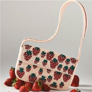 Strawberry Beaded Anthropologie l Bag NWOT